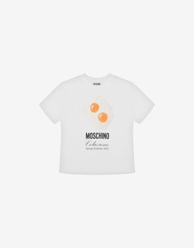 Maxi jersey t-shirt with Eggs Print White Moschino 0