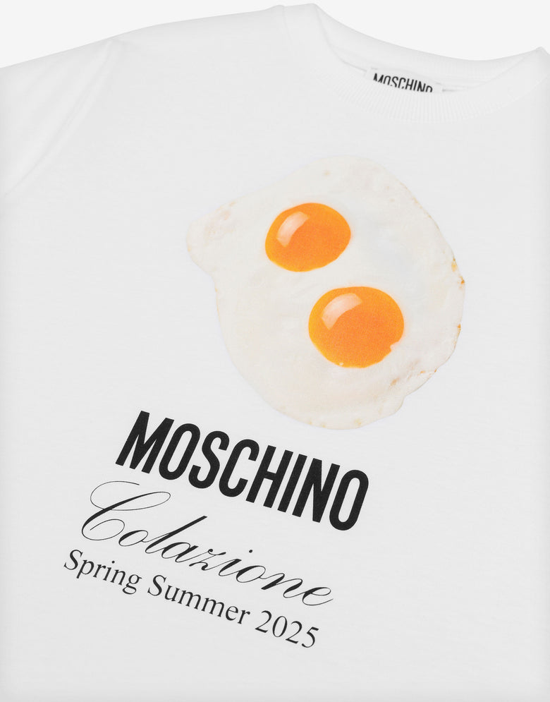Maxi jersey t-shirt with Eggs Print White Moschino 2