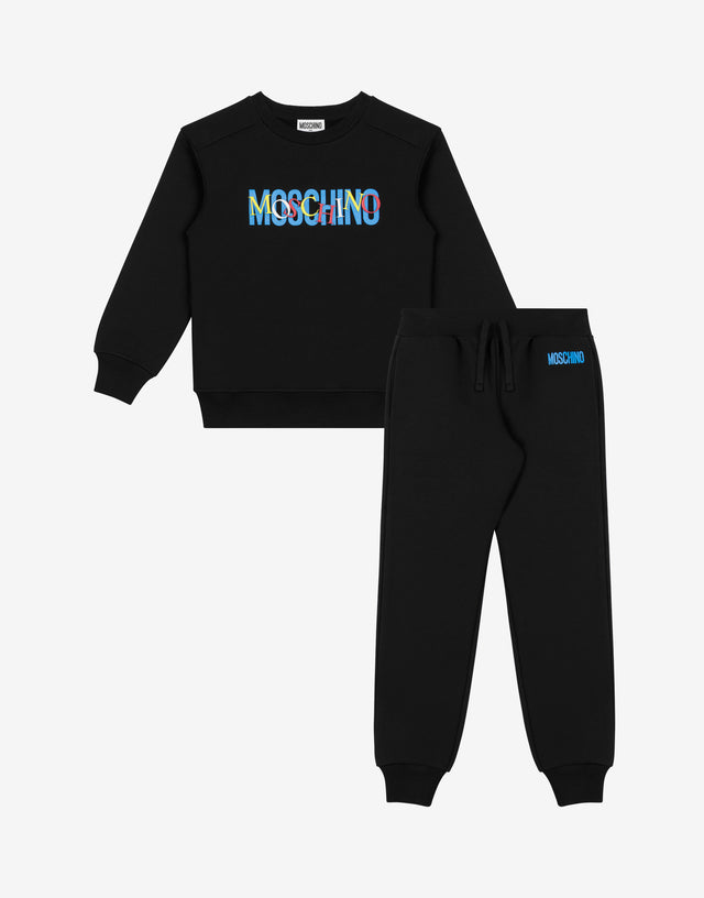 Printed cotton fleece sweatpants suit Black Moschino 0
