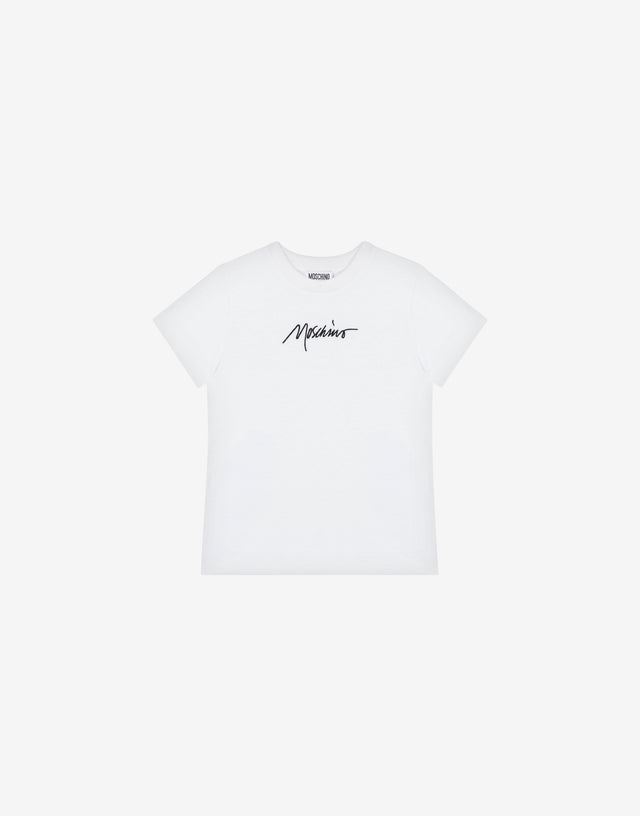 Cotton T-shirt Logo Embroidery White Moschino 0