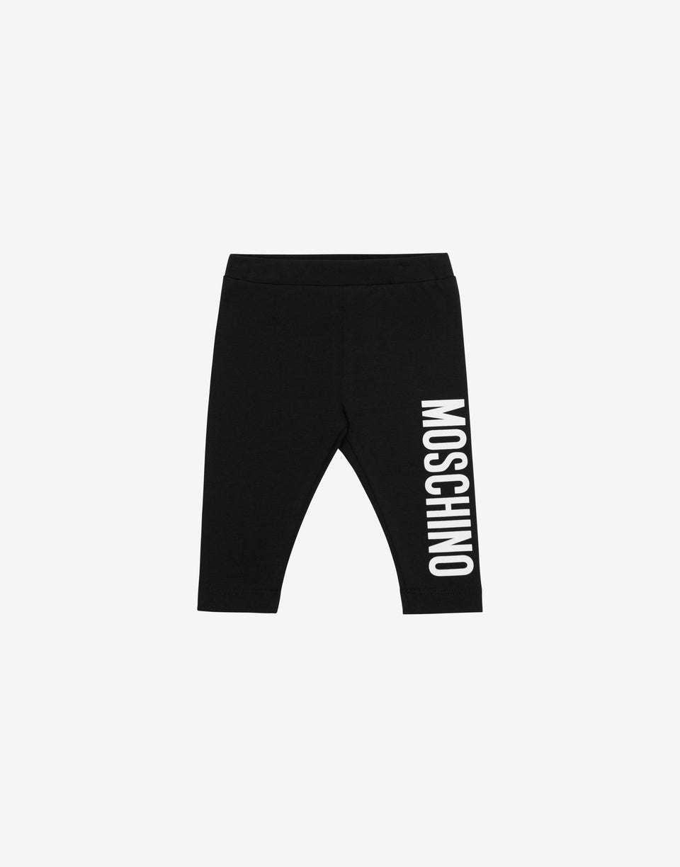 Logo Print平纹针织紧身裤 黑色 Moschino 0