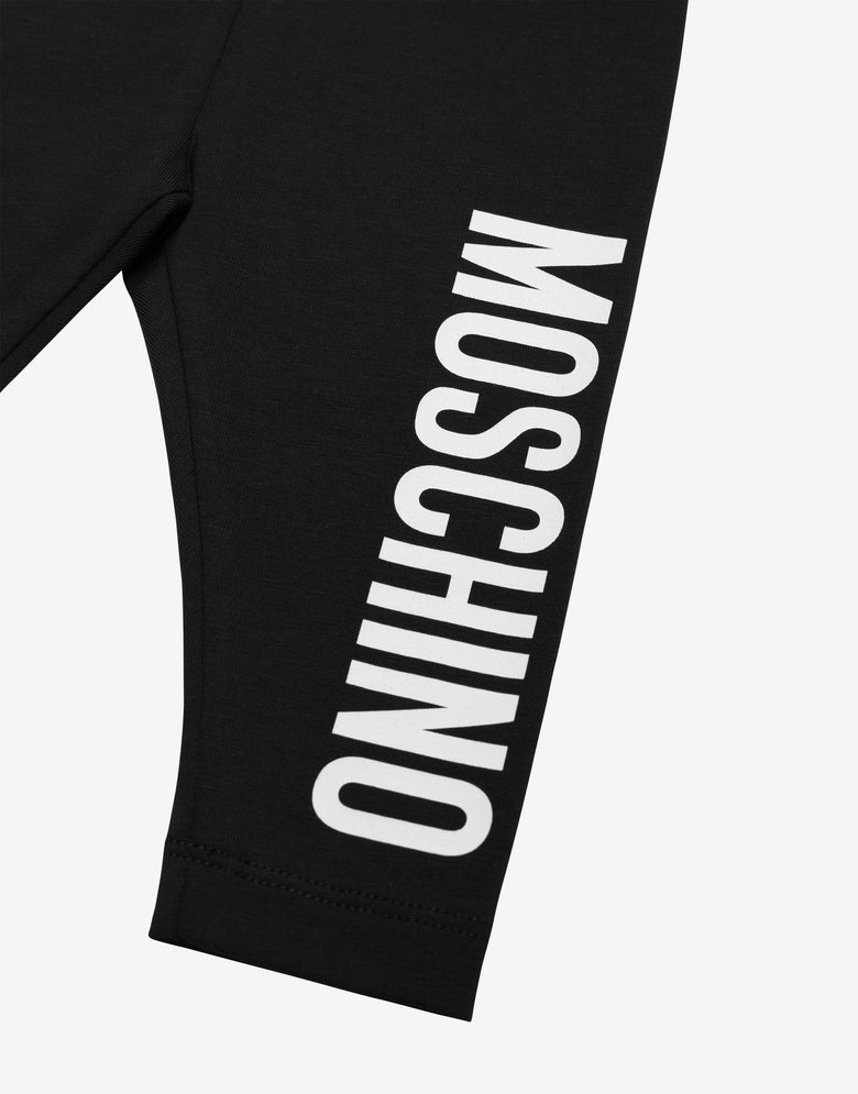 Logo Print平纹针织紧身裤 黑色 Moschino 2