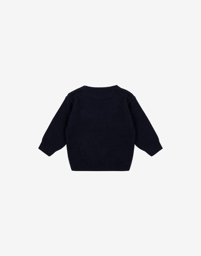 Wool blend jacquard pullover Dark blue Moschino 1