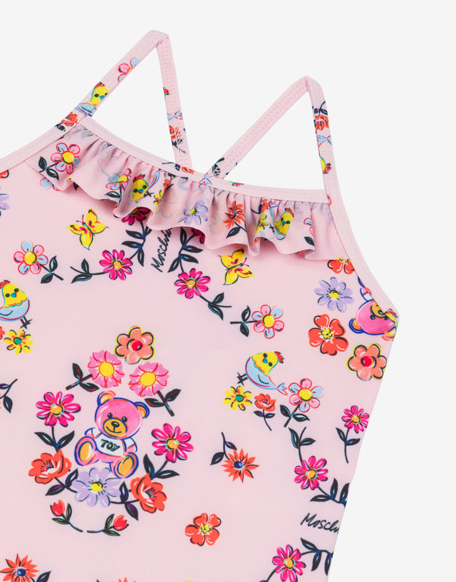 One-piece swimsuit Allover Flowers Confetti pink Moschino 1