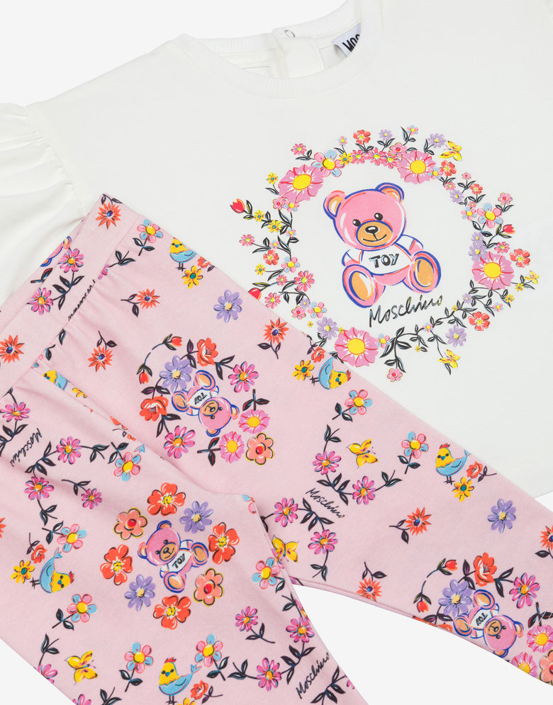 T-shirt and leggings set Teddy Bear White Moschino 2