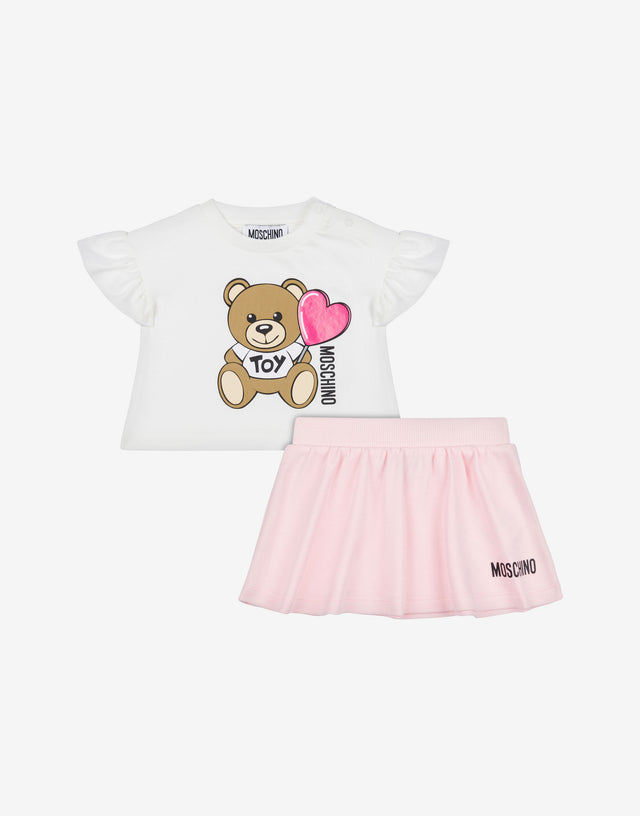 T-shirt and skirt set Jersey Teddy Bear Confetti pink Moschino 0