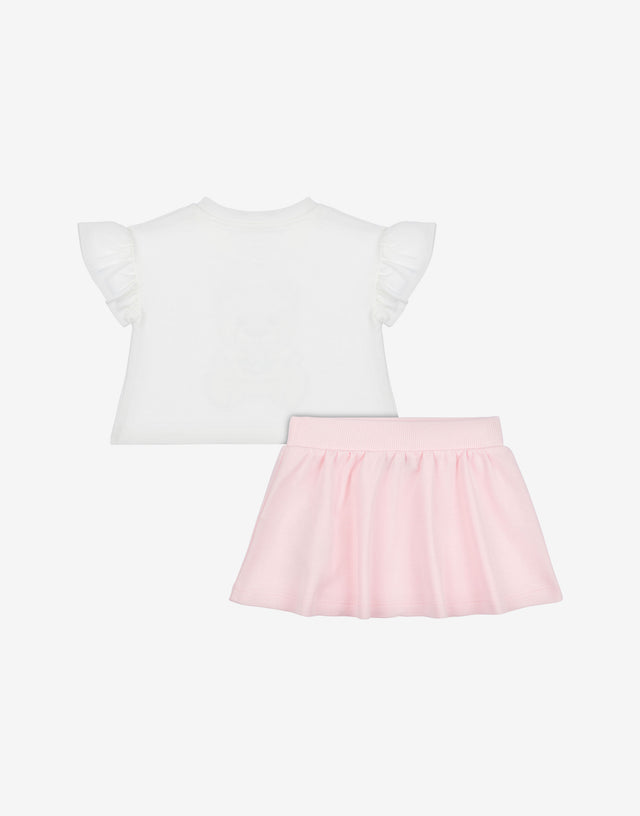 T-shirt and skirt set Jersey Teddy Bear Confetti pink Moschino 1
