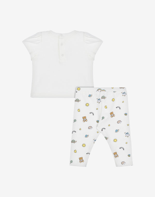 T-shirt and leggings set Jersey Teddy Bear White Moschino 1