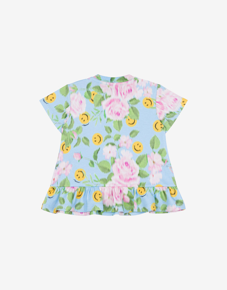 Vestido Smiley® and Roses de algodón interlock Turquesa Moschino 1