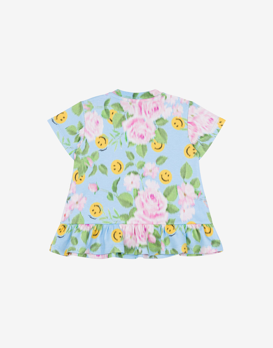笑脸与玫瑰纯棉联体连衣裙 绿松石色 Moschino 1