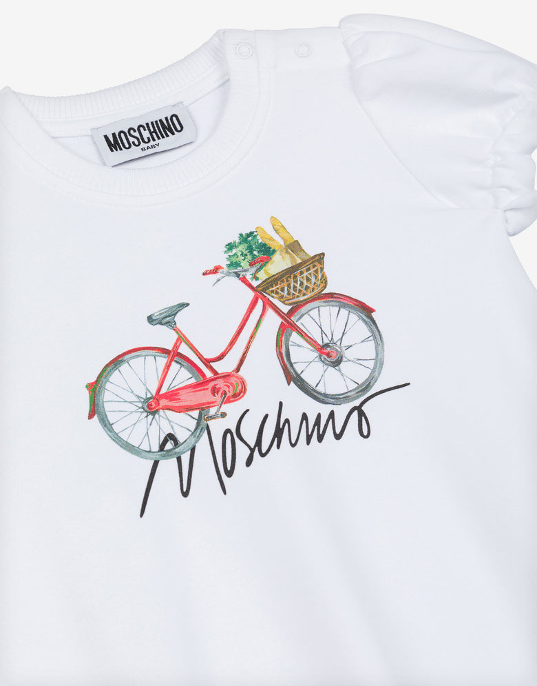 Vestido de felpa con estampado Blanco Moschino 2