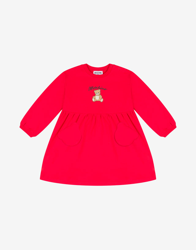 Moschino Vestido de felpa de algodón estampado Teddy Bear Rojo Moschino 0