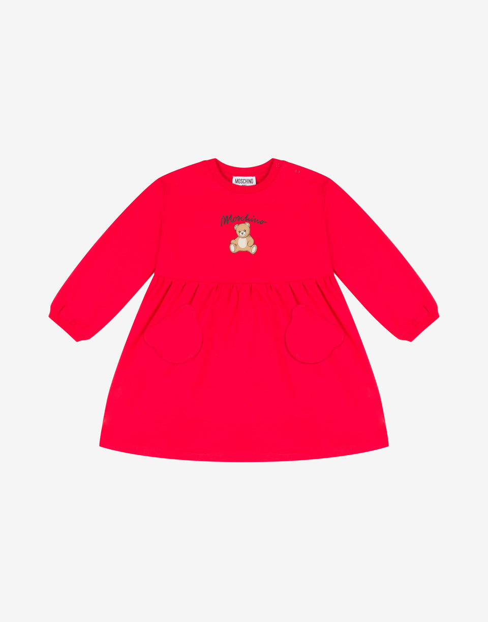 Moschino Vestido de felpa de algodón estampado Teddy Bear Rojo Moschino 0