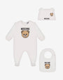 Conjunto de body, gorro y babero Moschino Teddy Bear de felpa de algodón