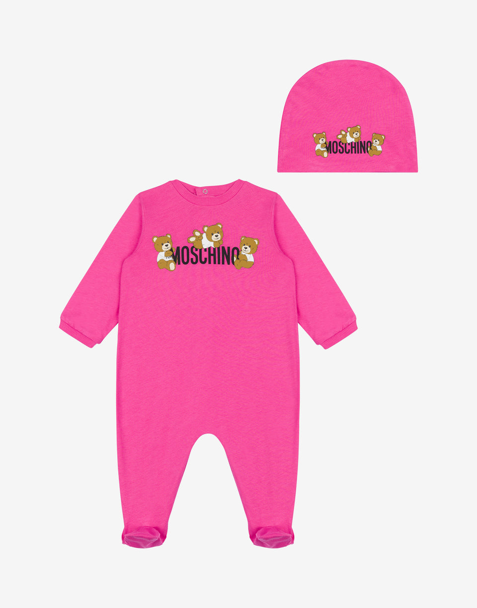 Conjunto de jersey y gorro Osito Teddy Fuchsia Moschino 0