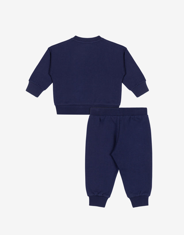 Printed cotton fleece sweatpants suit Blue Navy Moschino 1