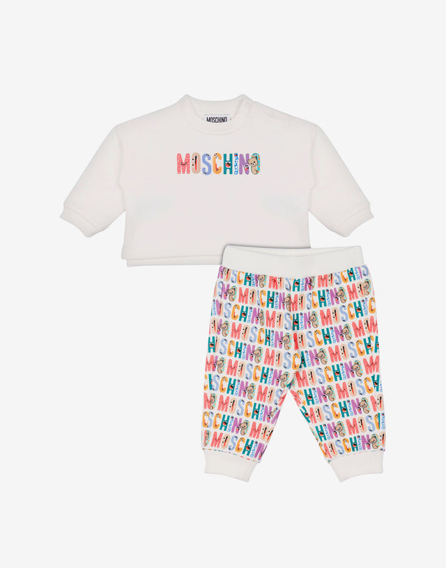 印花纯棉羊毛运动服套装 白色 Moschino 0