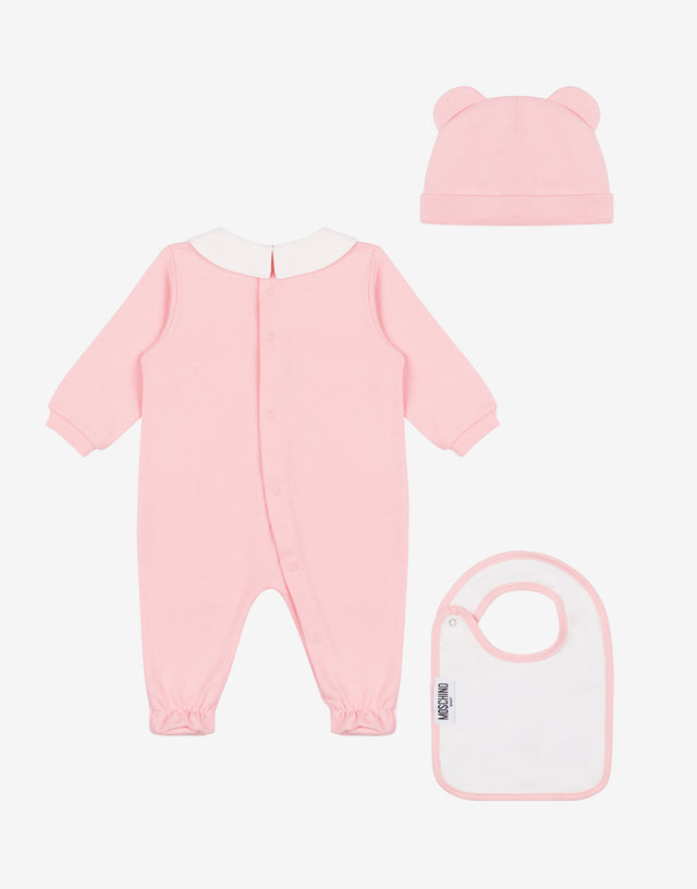 Conjunto de body, gorro y babero Moschino Teddy Bear de algodón Rosa pastel Moschino 1