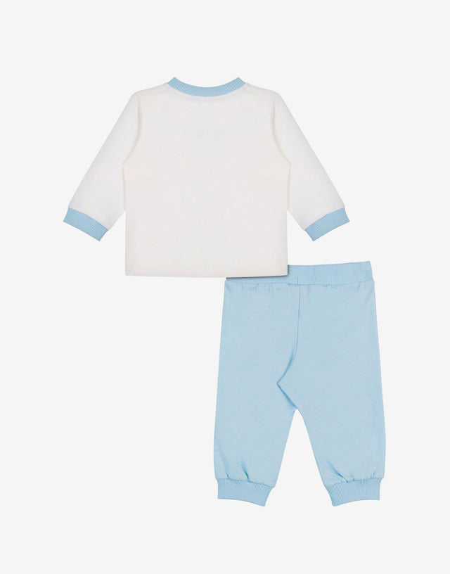Conjunto de camiseta y pantalón de punto de algodón estampado Celeste Moschino 1