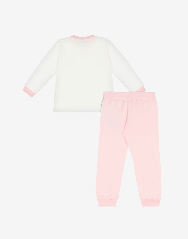 Conjunto de camiseta y pantalón de punto de algodón estampado Rosa pastel Moschino 1