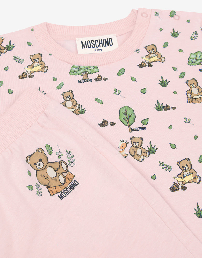 Moschino Teddy Bear cotton jersey t-shirt and pants suit Confetti pink Moschino 2