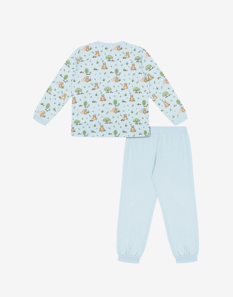 Moschino Teddy Bear cotton jersey t-shirt and pants suit Sky blue Moschino 1