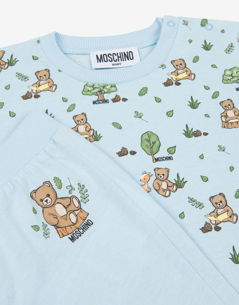Moschino Teddy Bear cotton jersey t-shirt and pants suit Sky blue Moschino 2