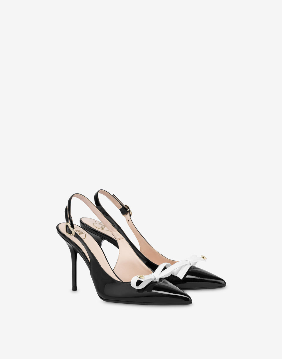 Patent slingbacks Sleek Bow Black Love Moschino 0