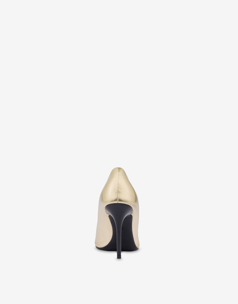 Décolleté cuero napa laminado Rubber Logo Gold Love Moschino 2