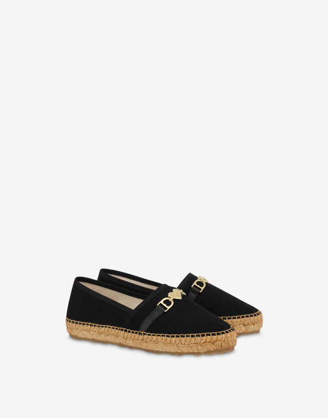 Espadrillas in canvas with metal horsebit Black Love Moschino 0