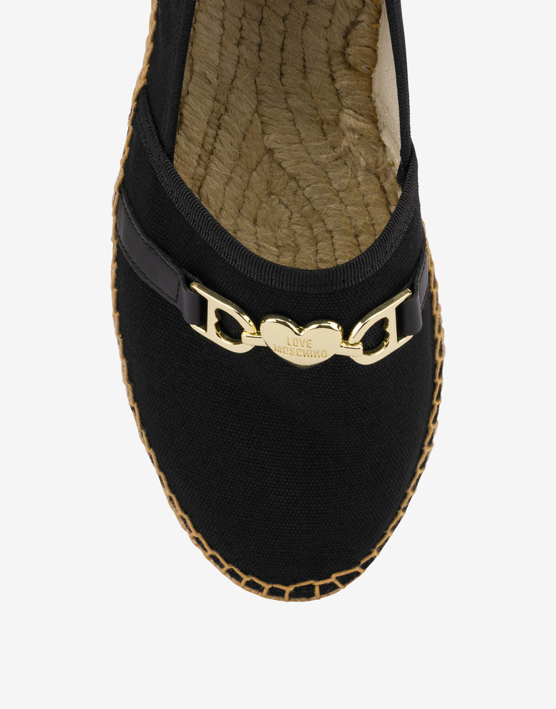 Alpargatas de lona con herradura  Negro Love Moschino 3