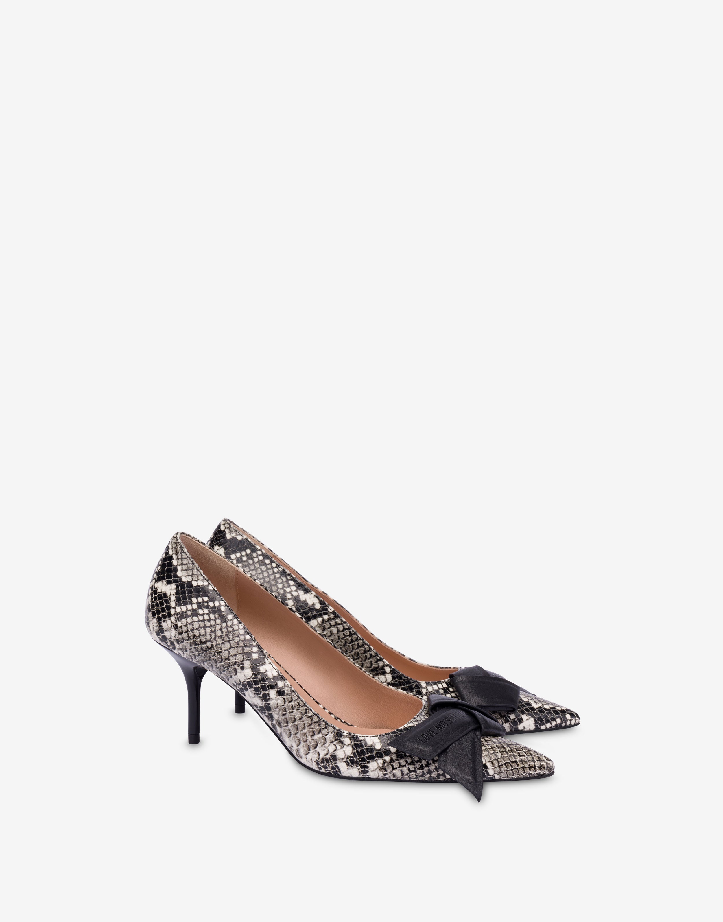 Zapatos de tacón de piel de becerro con estampado de pitón