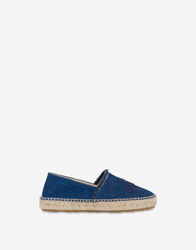 Espadrilles in denim with embroidery Dark denim Love Moschino 1