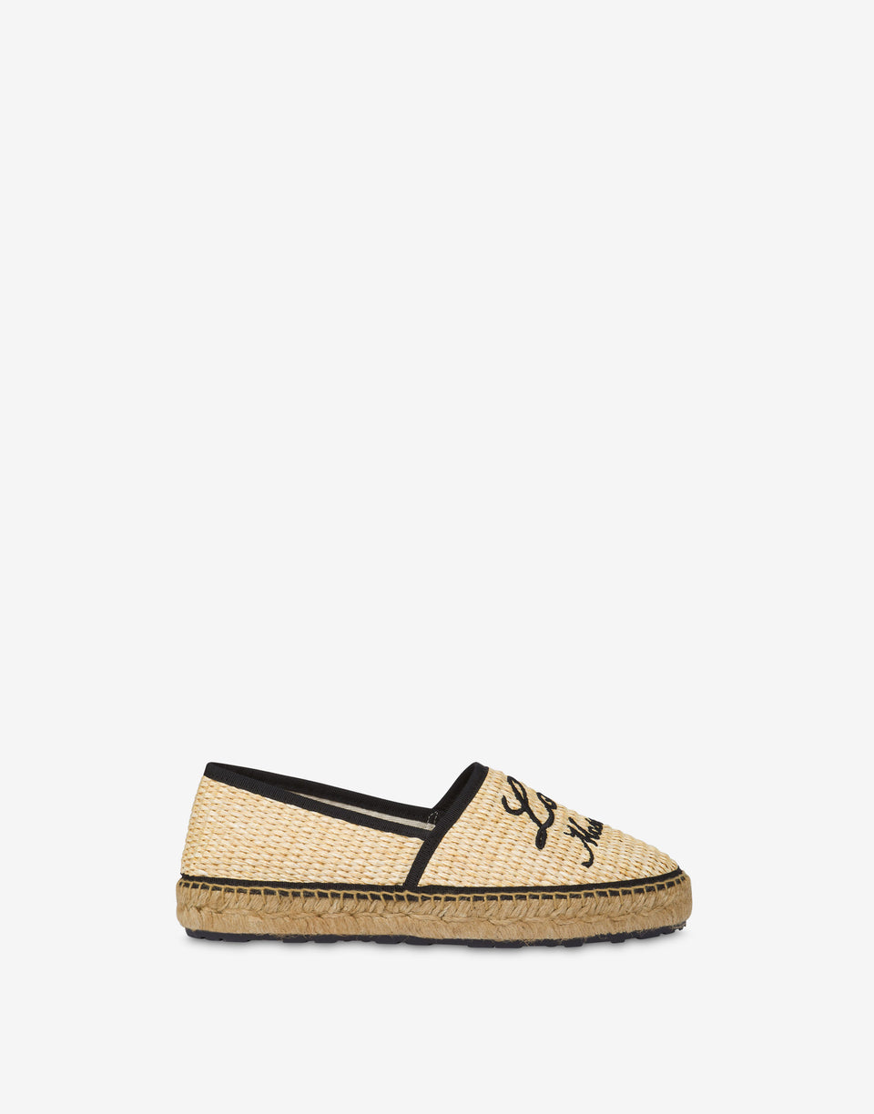 Alpargatas de rafia con bordado Beige Love Moschino 1