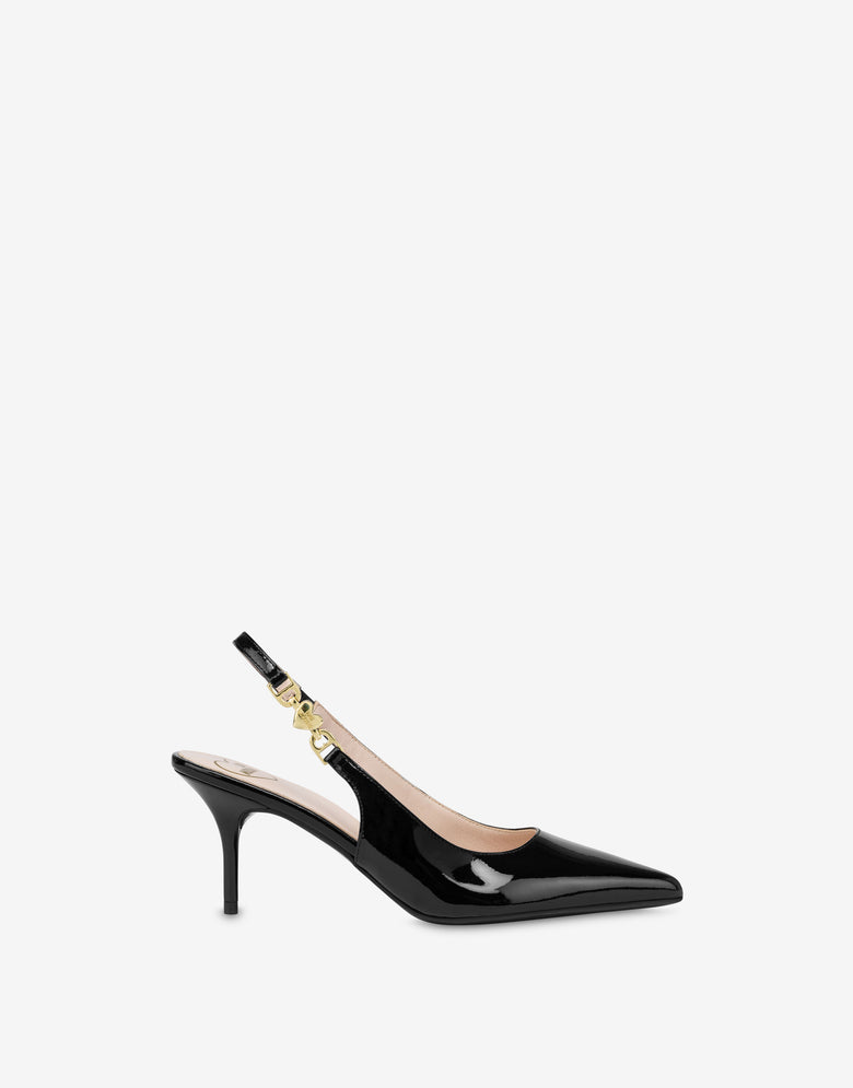 Patent slingbacks Love Chain Strap Black Love Moschino 1