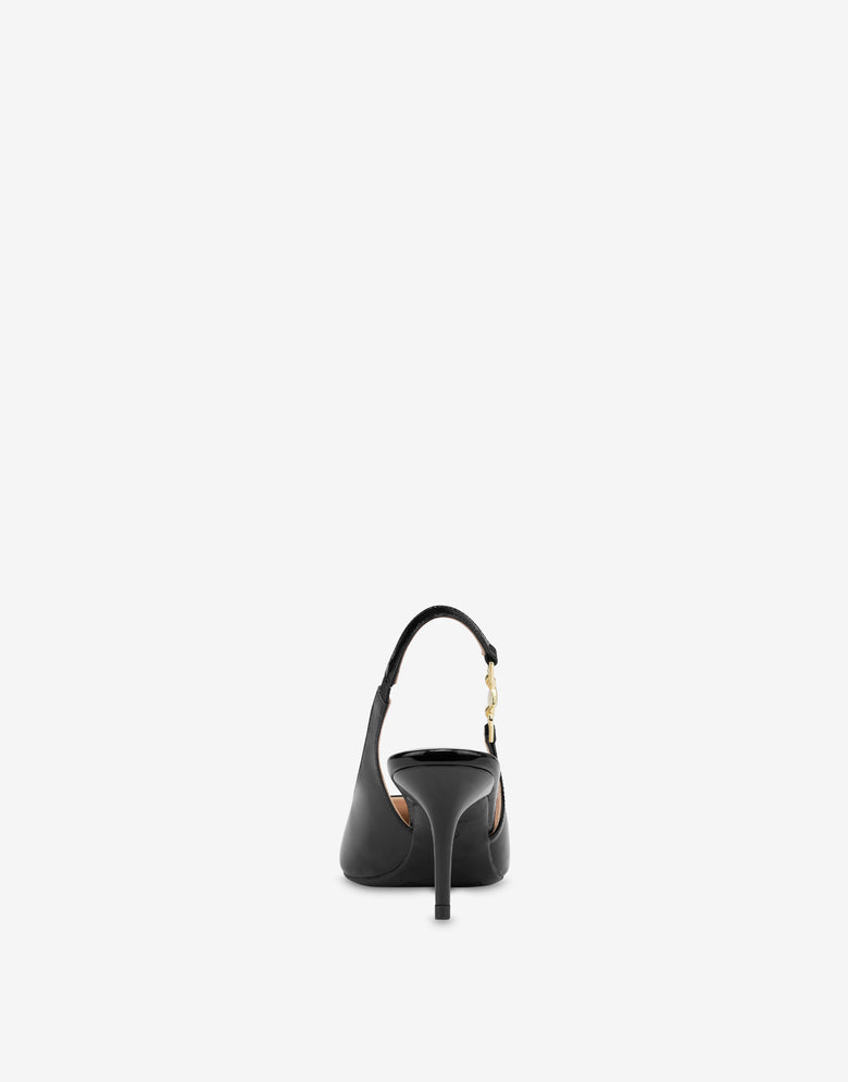 Patent slingbacks Love Chain Strap Black Love Moschino 2