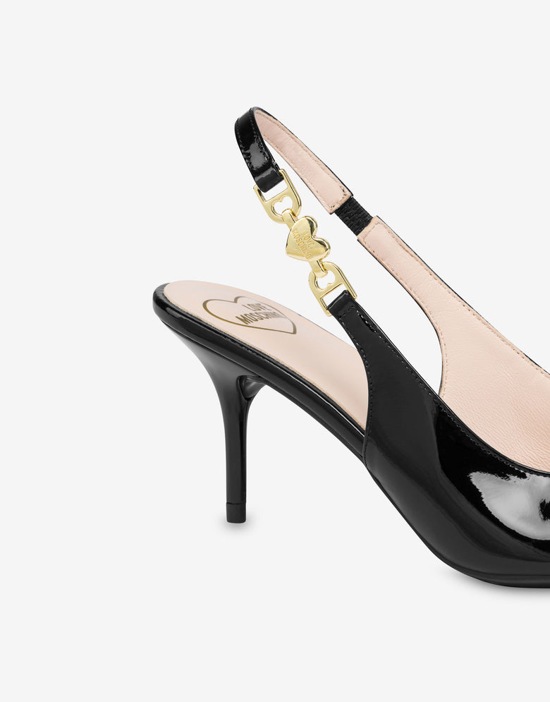 Patent slingbacks Love Chain Strap Black Love Moschino 3