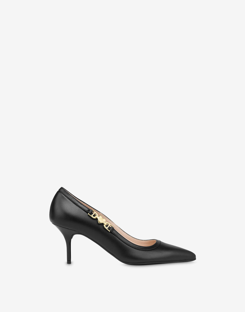 Calfskin pumps Love Chain Strap Black Love Moschino 1
