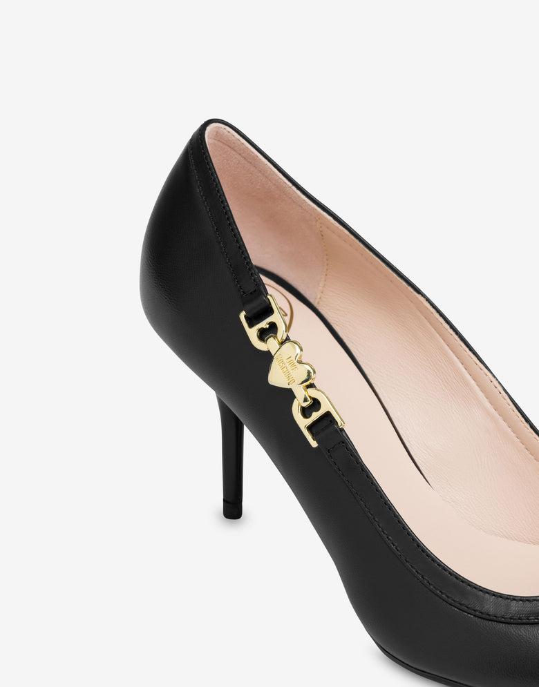 Calfskin pumps Love Chain Strap Black Love Moschino 3