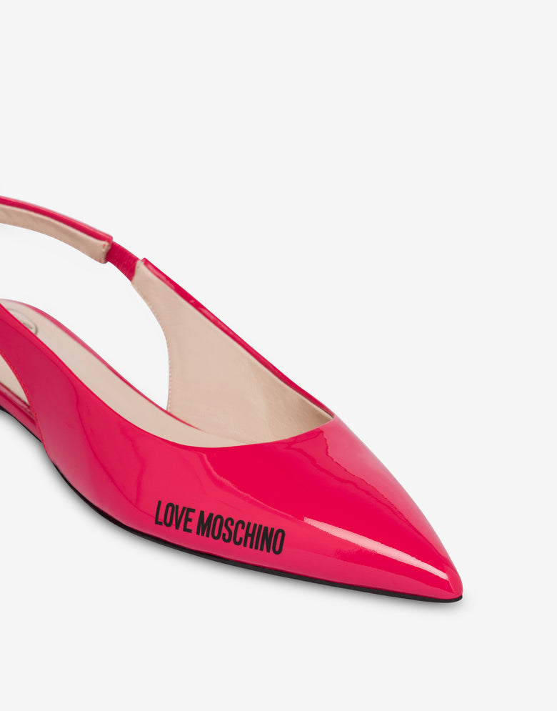 Patent slingback ballerinas Rubber Logo Red Love Moschino 3