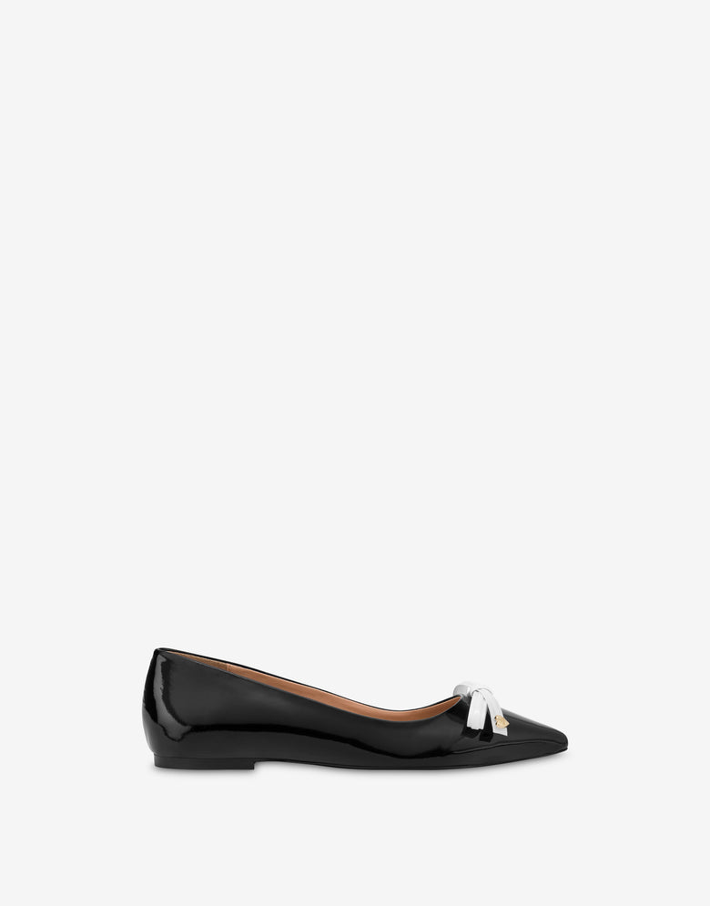 Bailarinas de charol Sleek Bow Negro Love Moschino 1