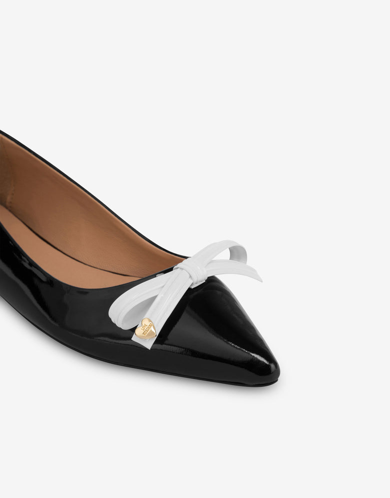 Bailarinas de charol Sleek Bow Negro Love Moschino 3