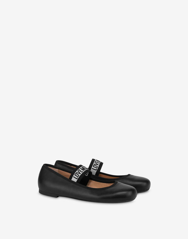 Ballerinas in nappa with elastic logo band Black Love Moschino 0