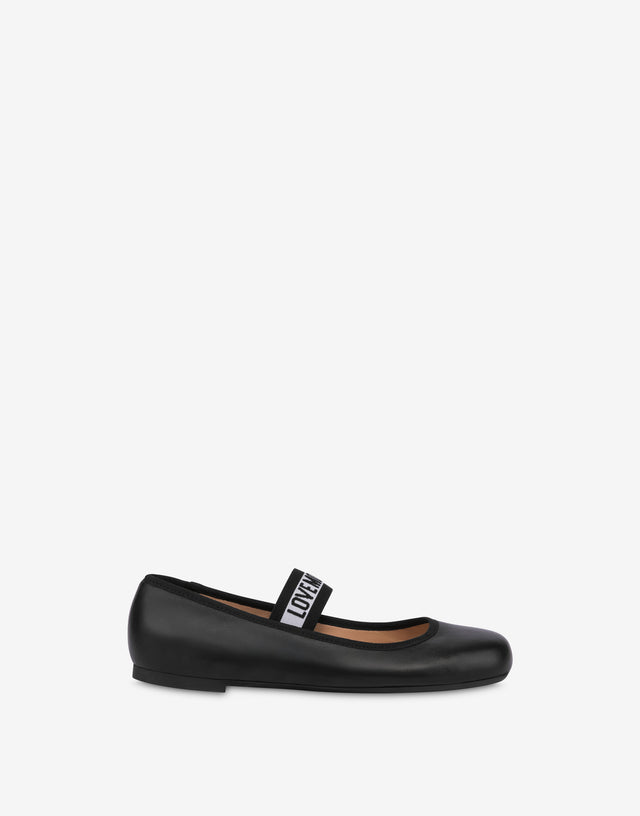 Ballerinas in nappa with elastic logo band Black Love Moschino 1
