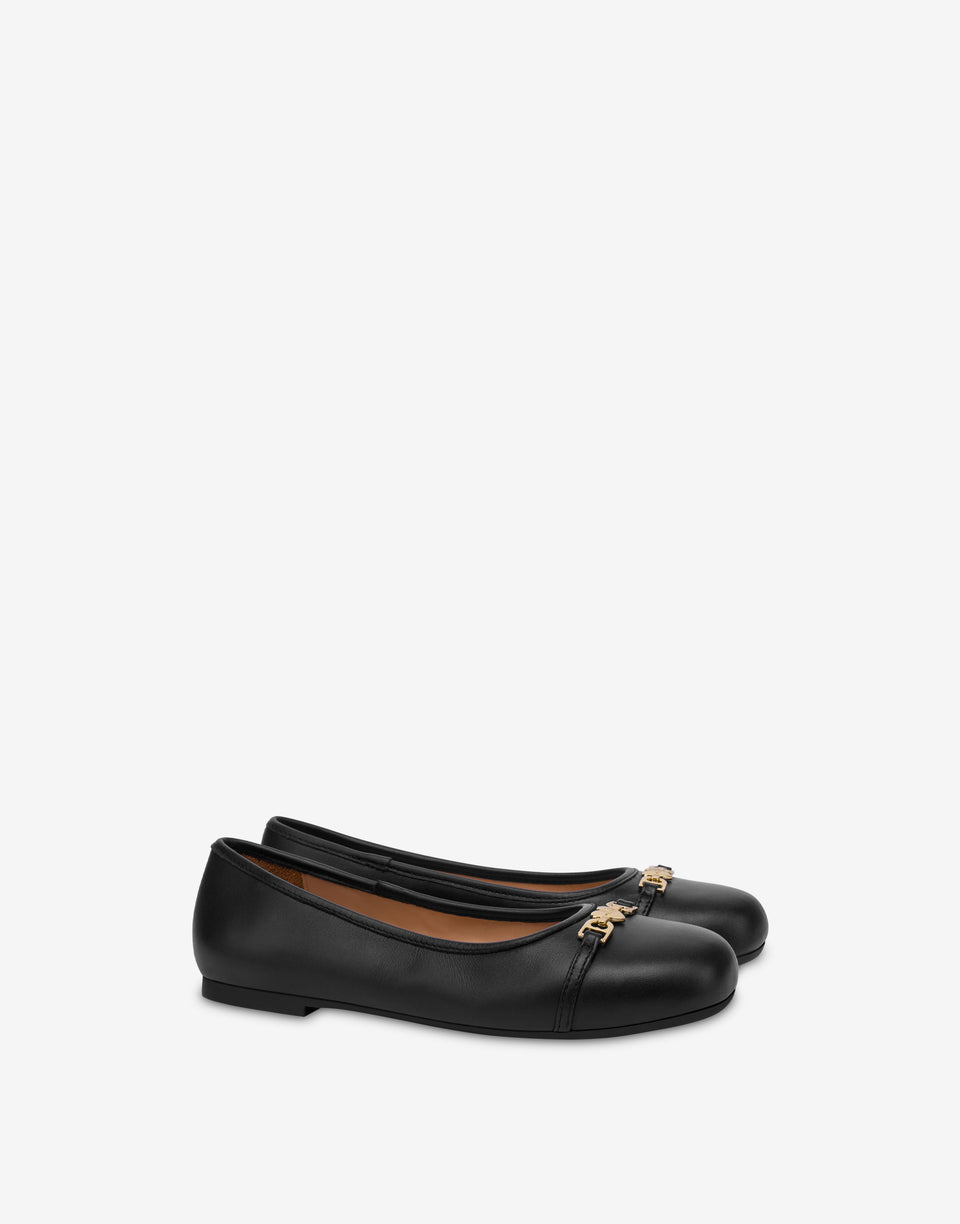 Nappa leather ballet flats Black Love Moschino 0