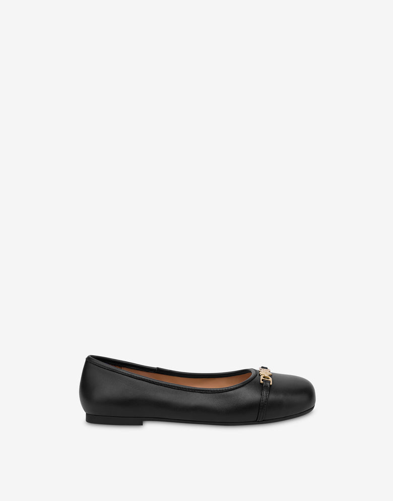 Nappa leather ballet flats Black Love Moschino 1