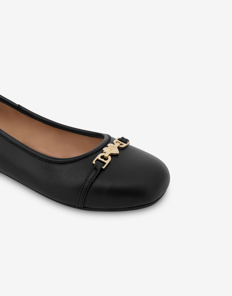 Nappa leather ballet flats Black Love Moschino 3