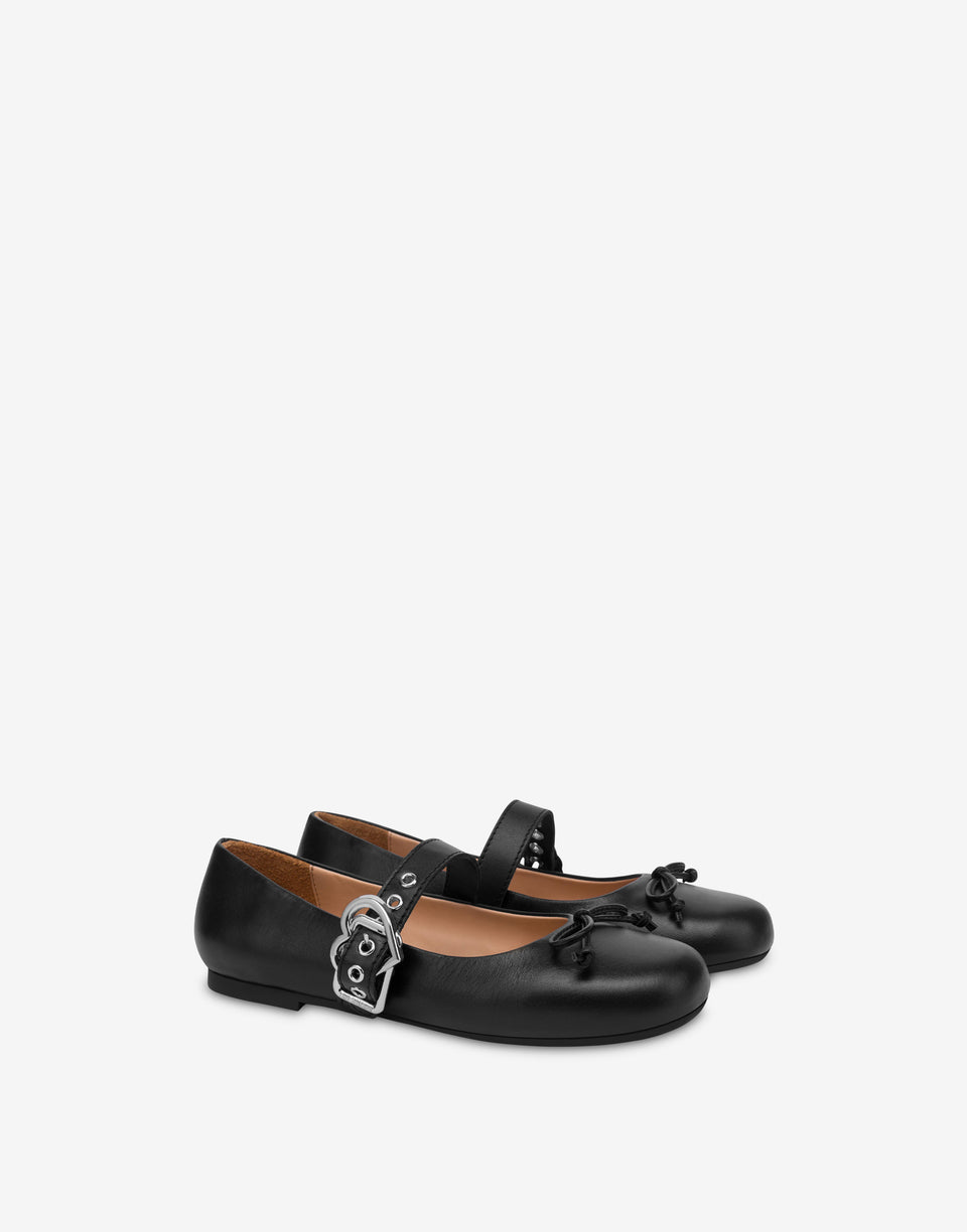 Nappa leather ballet flats Black Love Moschino 0