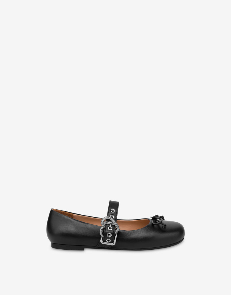 Nappa leather ballet flats Black Love Moschino 1