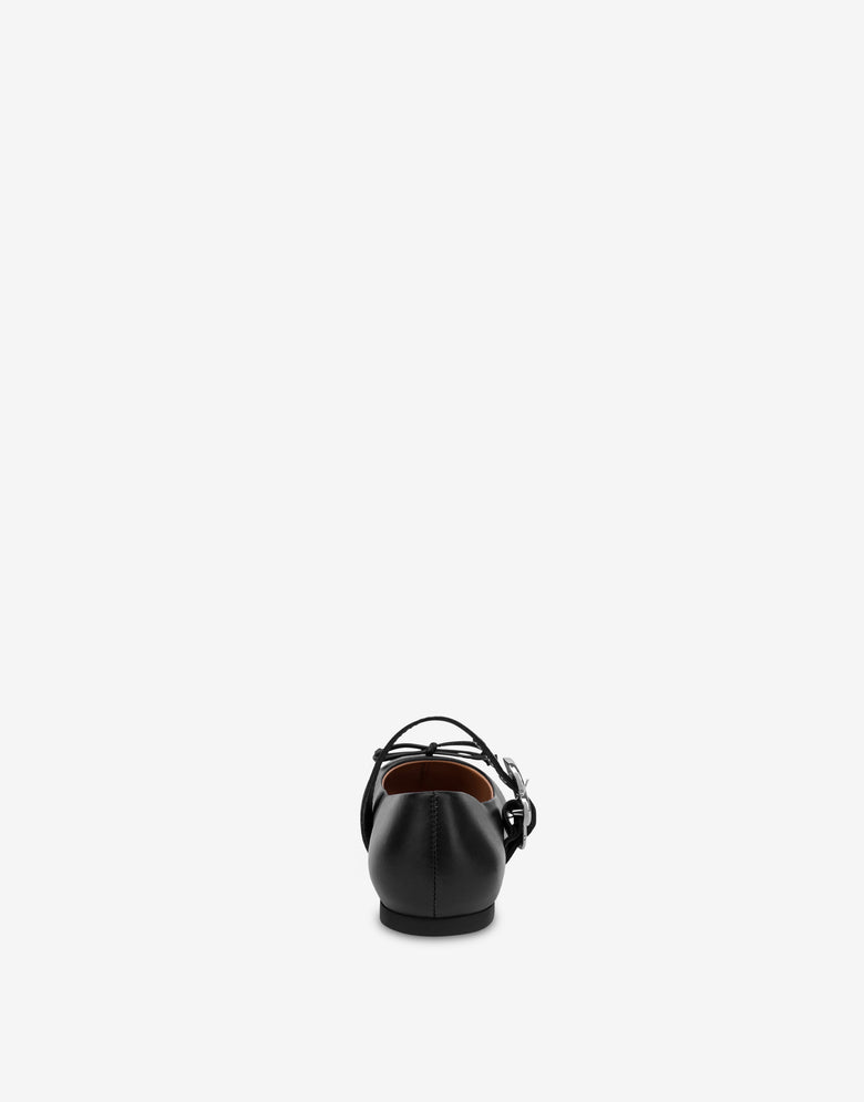 Nappa leather ballet flats Black Love Moschino 2